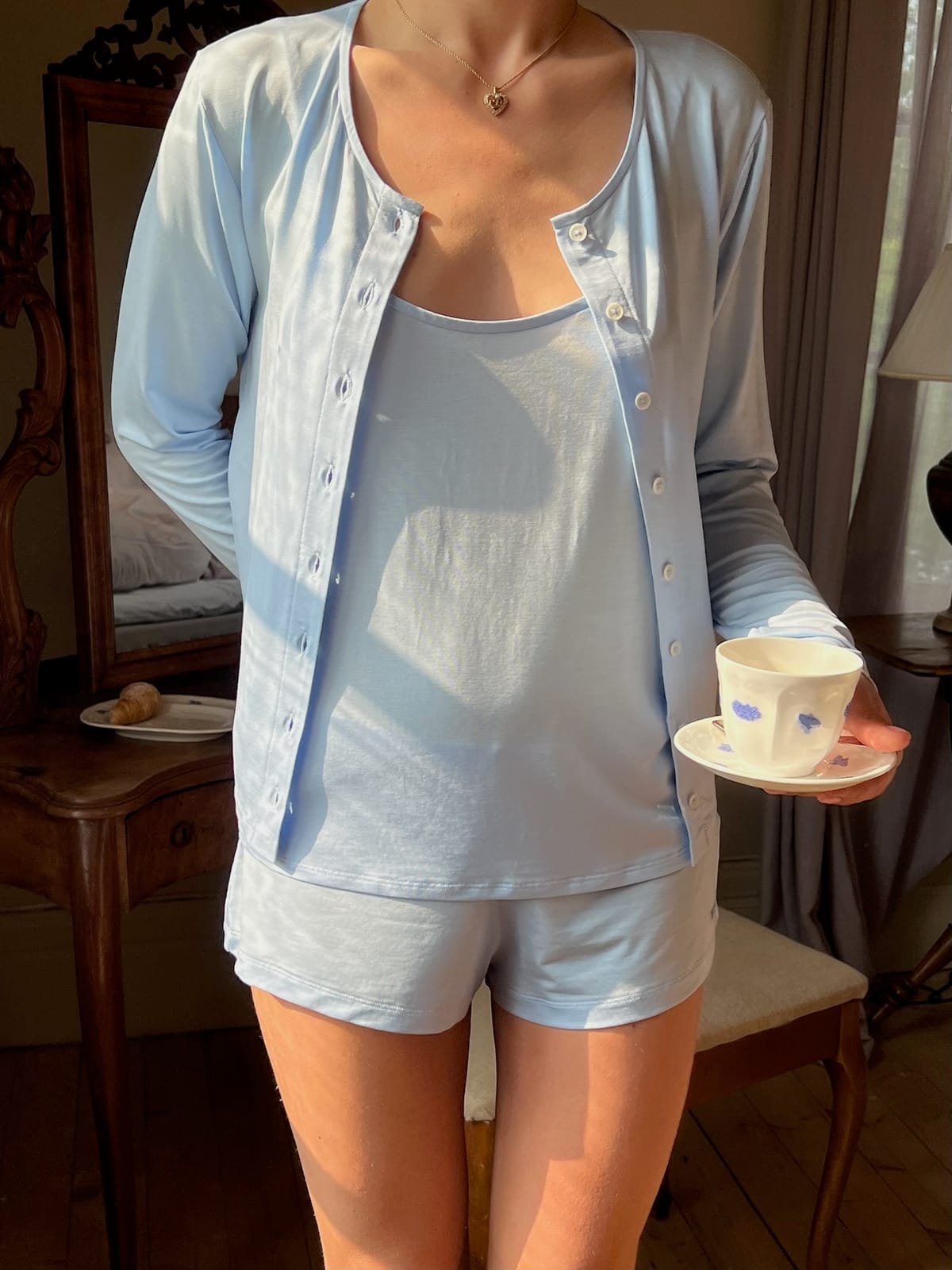 Go Slow Buttoned Top Blue