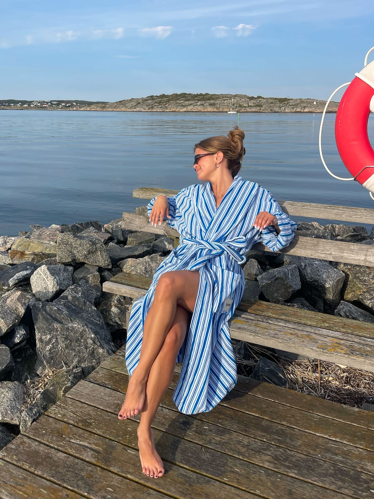 Essential Robe Blue Stripe