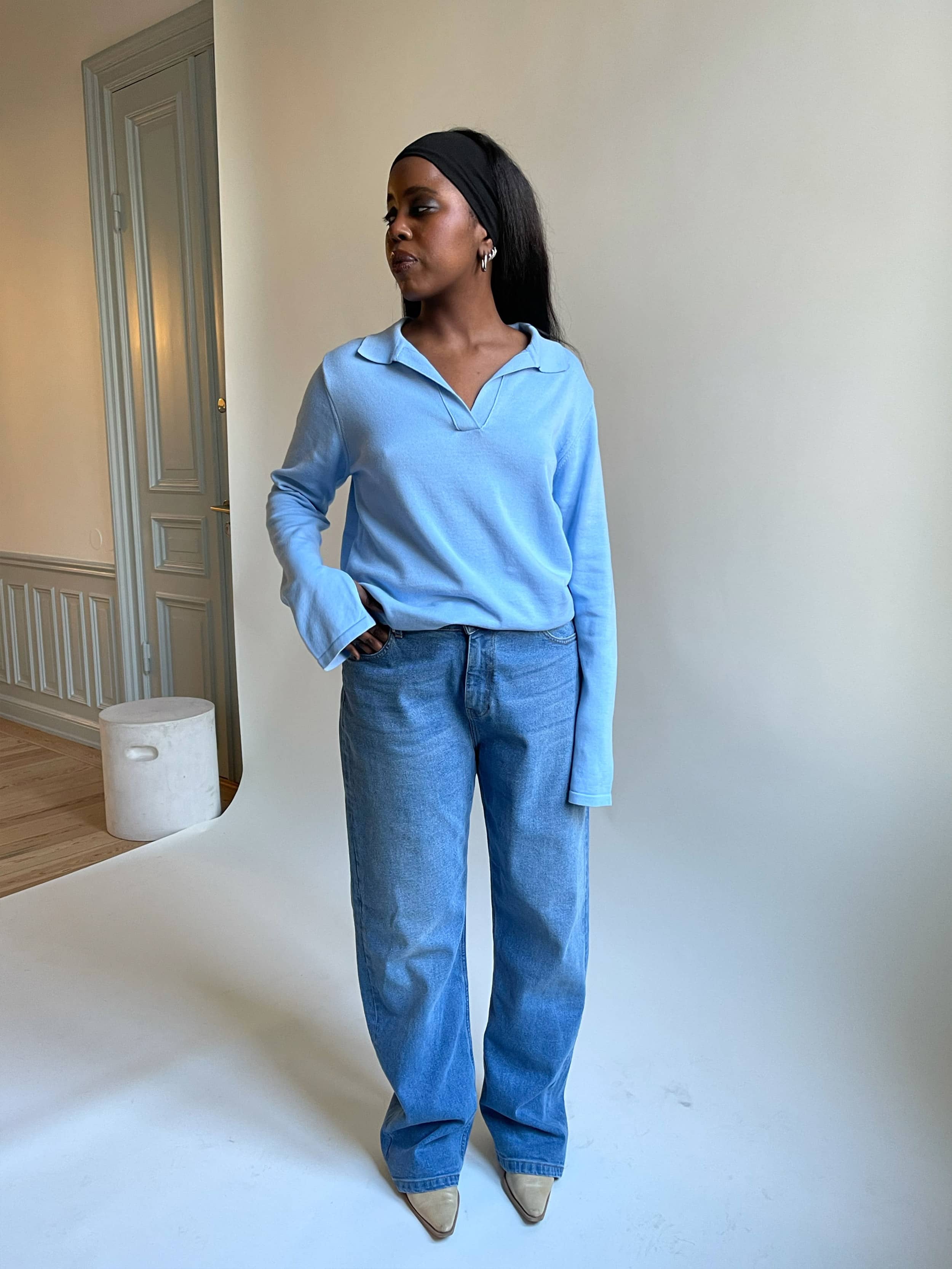 トップス auberge ALVA FADENAVY 42 Getaway Top Blue - Blue | Djerf Avenue