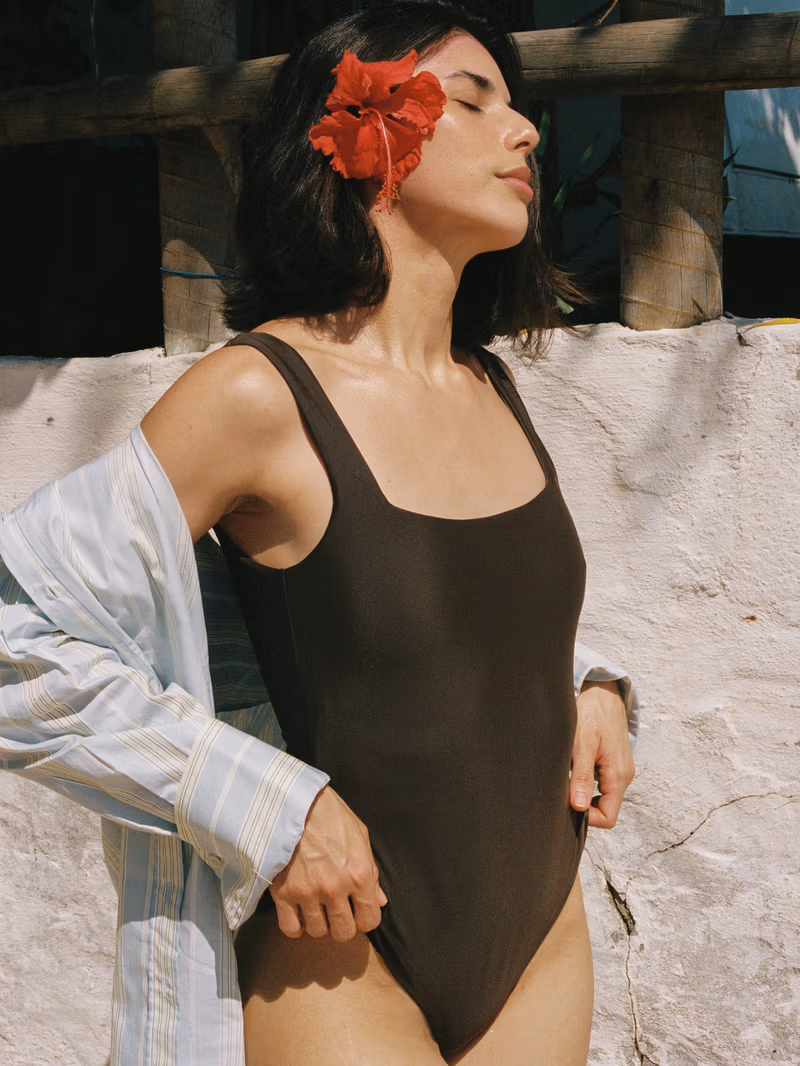 Square Neck Swimsuit Cocoa