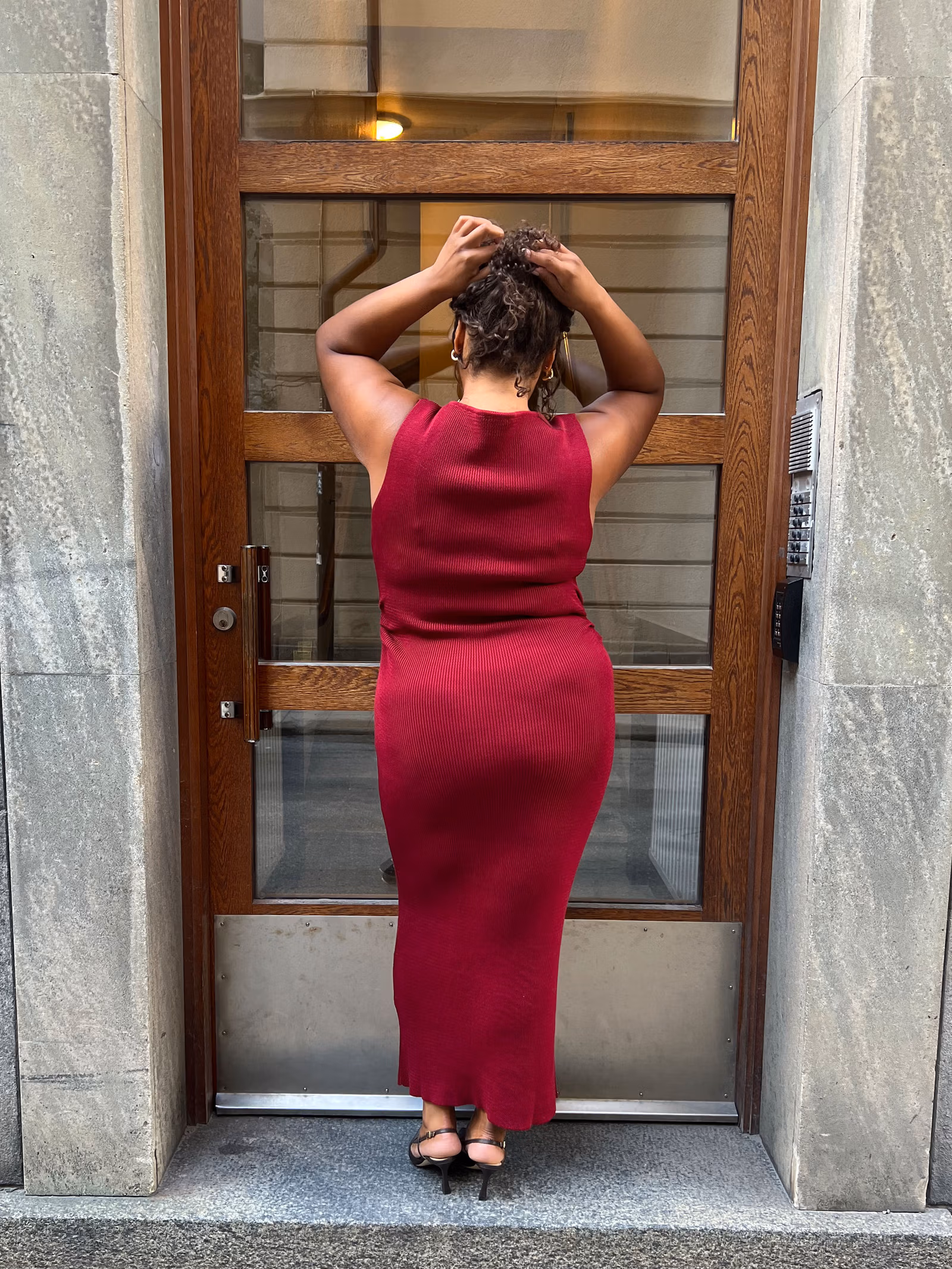 Knitted Bateau Dress Cranberry