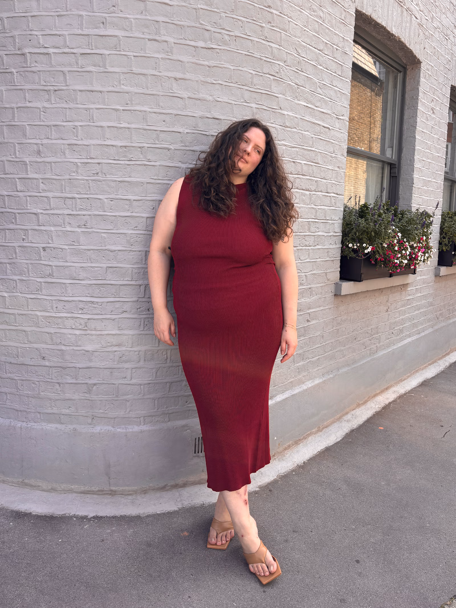 Knitted Bateau Dress Cranberry