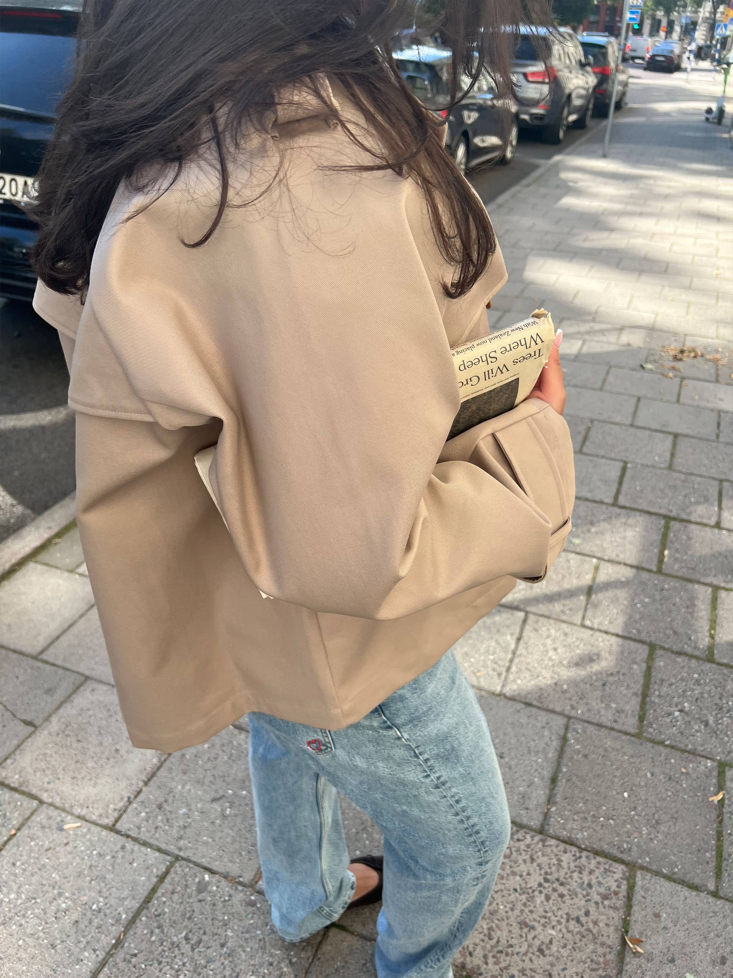 Short Trench Coat Sand - Sand | Djerf Avenue
