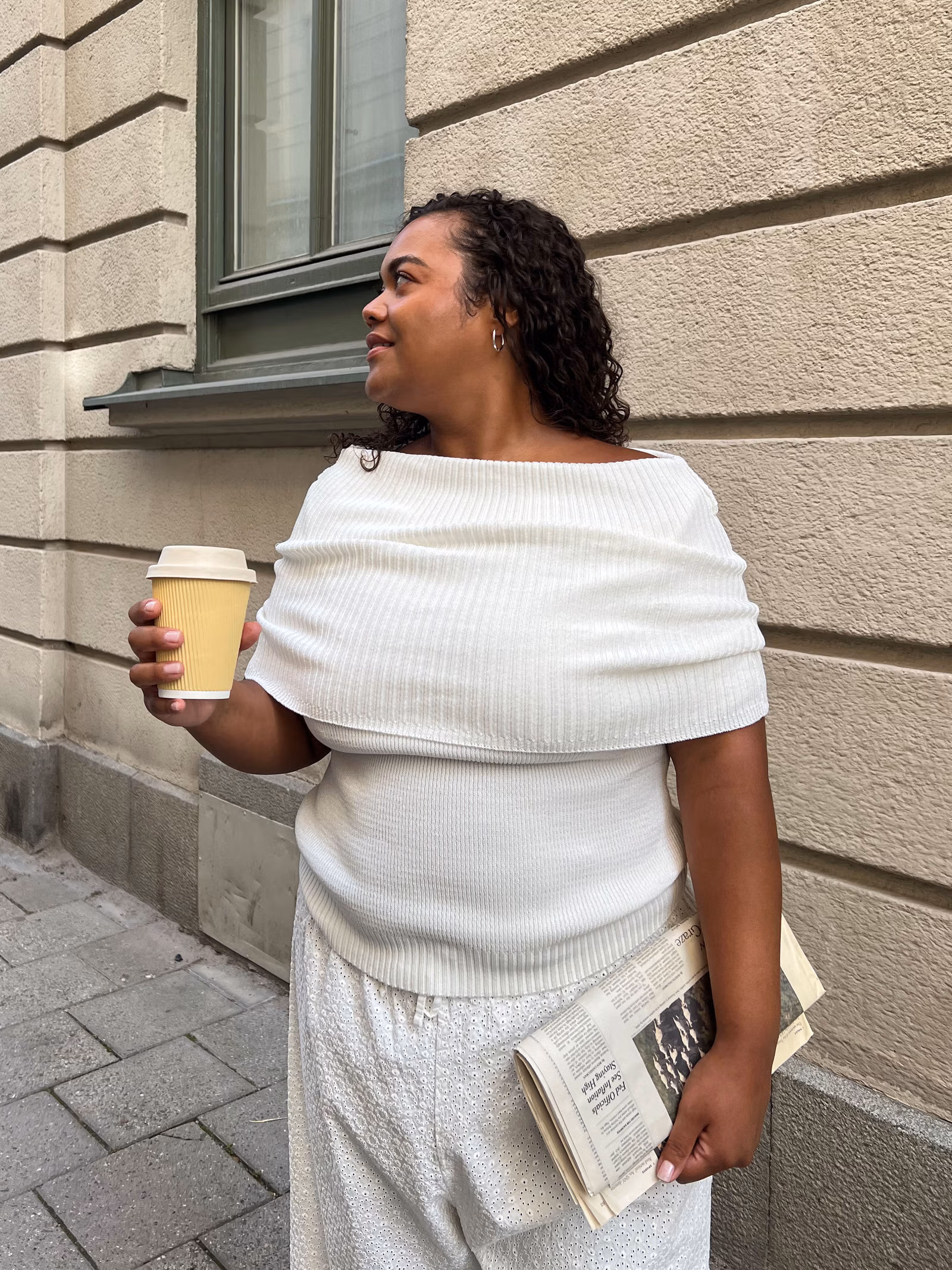Knitted Bardot Top White