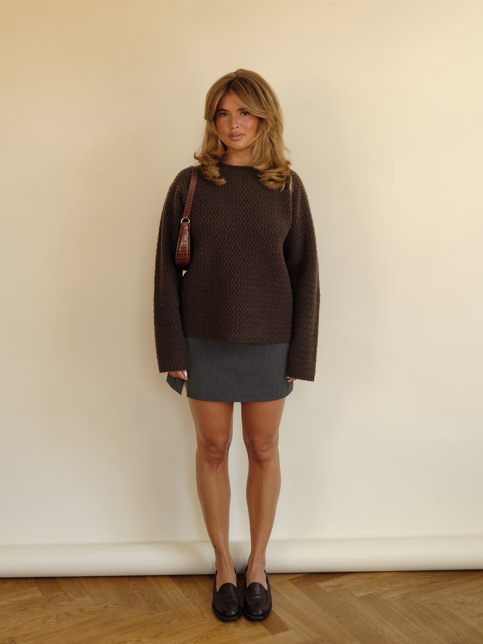 Structured Wool Sweater Dark Chocolate