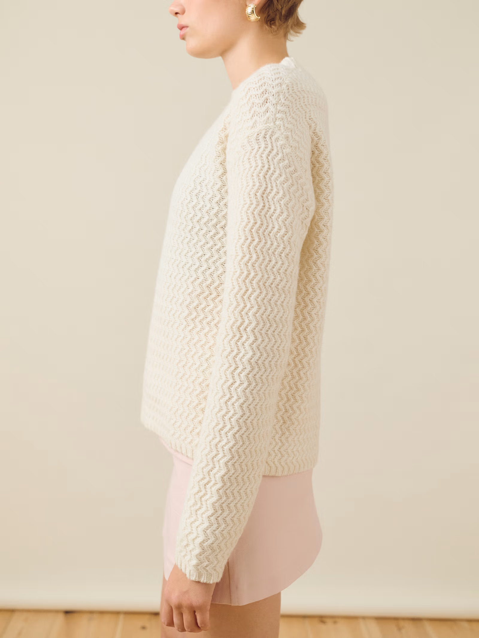 Structured Wool Sweater Cream