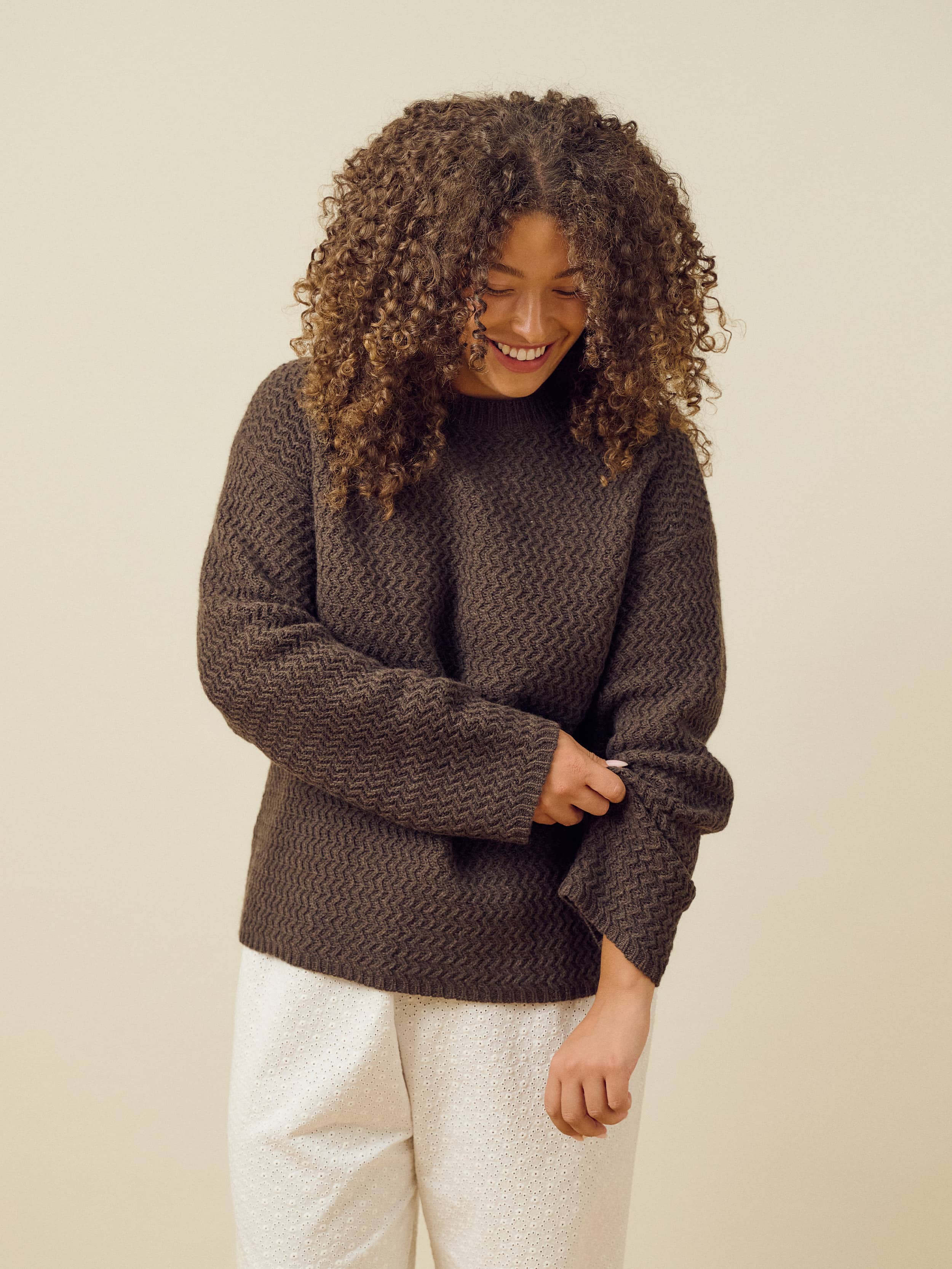 Structured Wool Sweater Dark Chocolate - Dark Chocolate | Djerf Avenue
