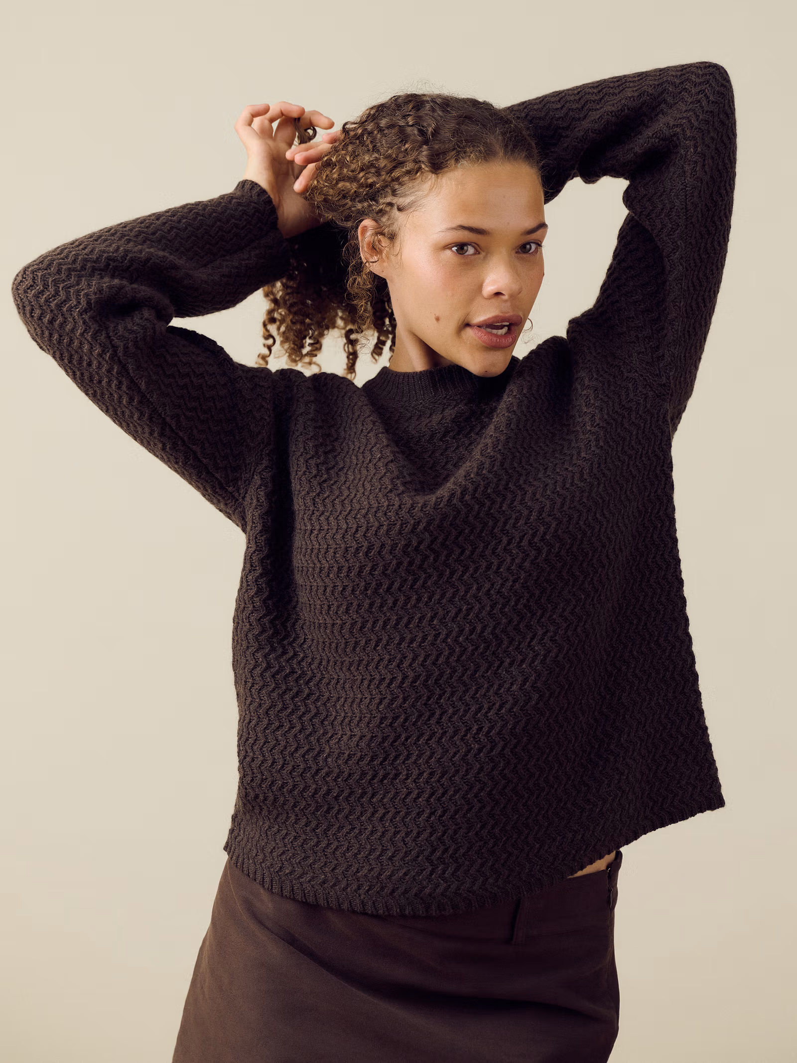 Structured Wool Sweater Dark Chocolate