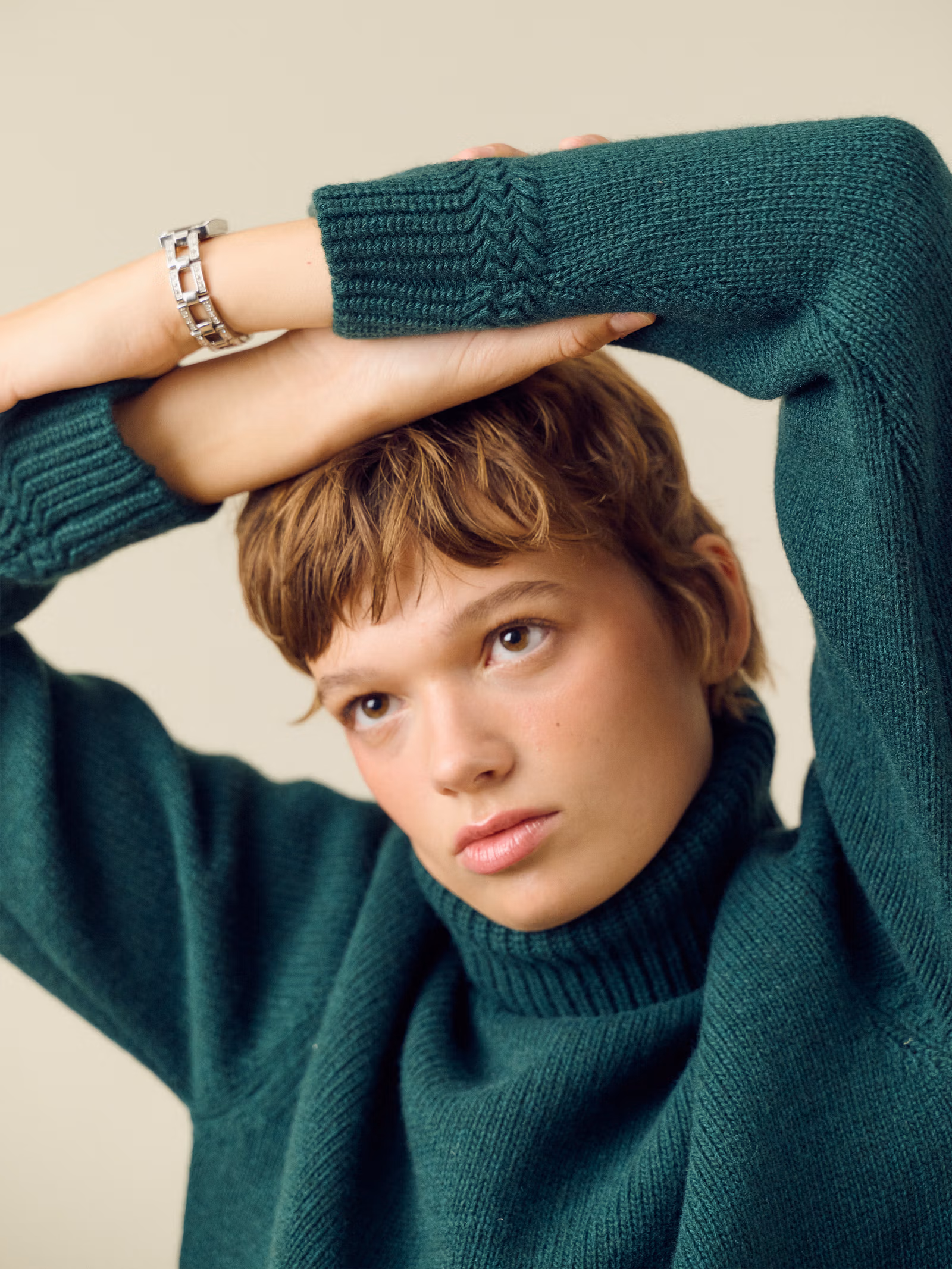 Turtleneck Wool Sweater Pine Green