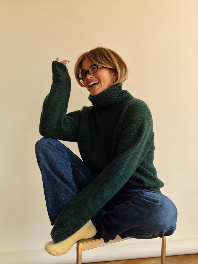 Turtleneck Wool Sweater Pine Green