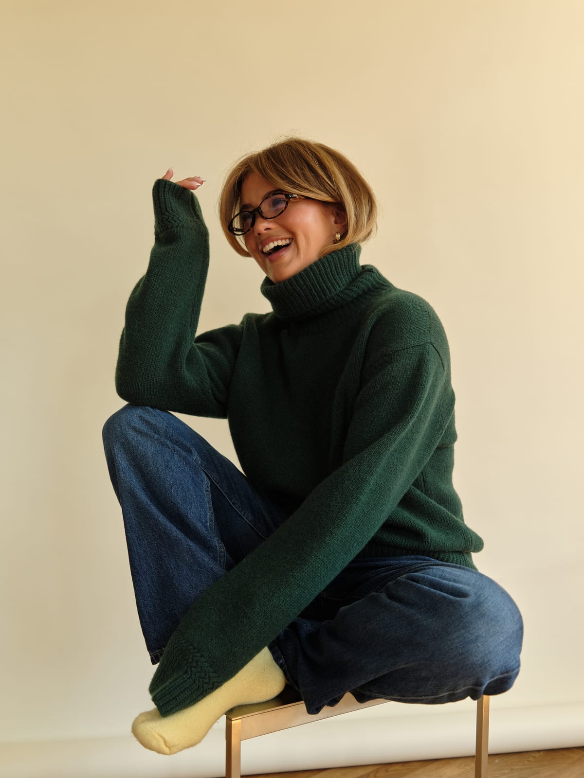 Turtleneck Wool Sweater Pine Green