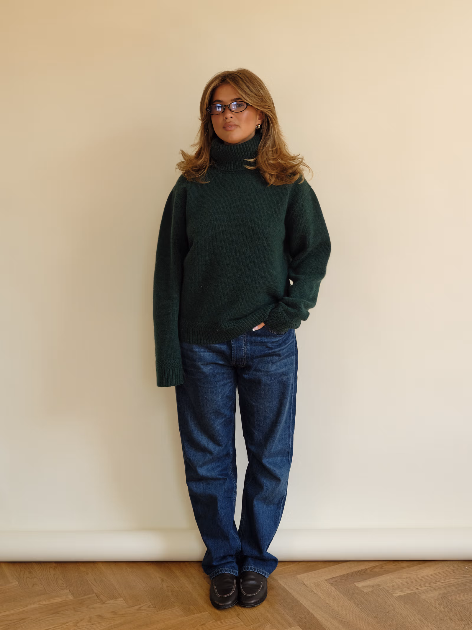Turtleneck Wool Sweater Pine Green