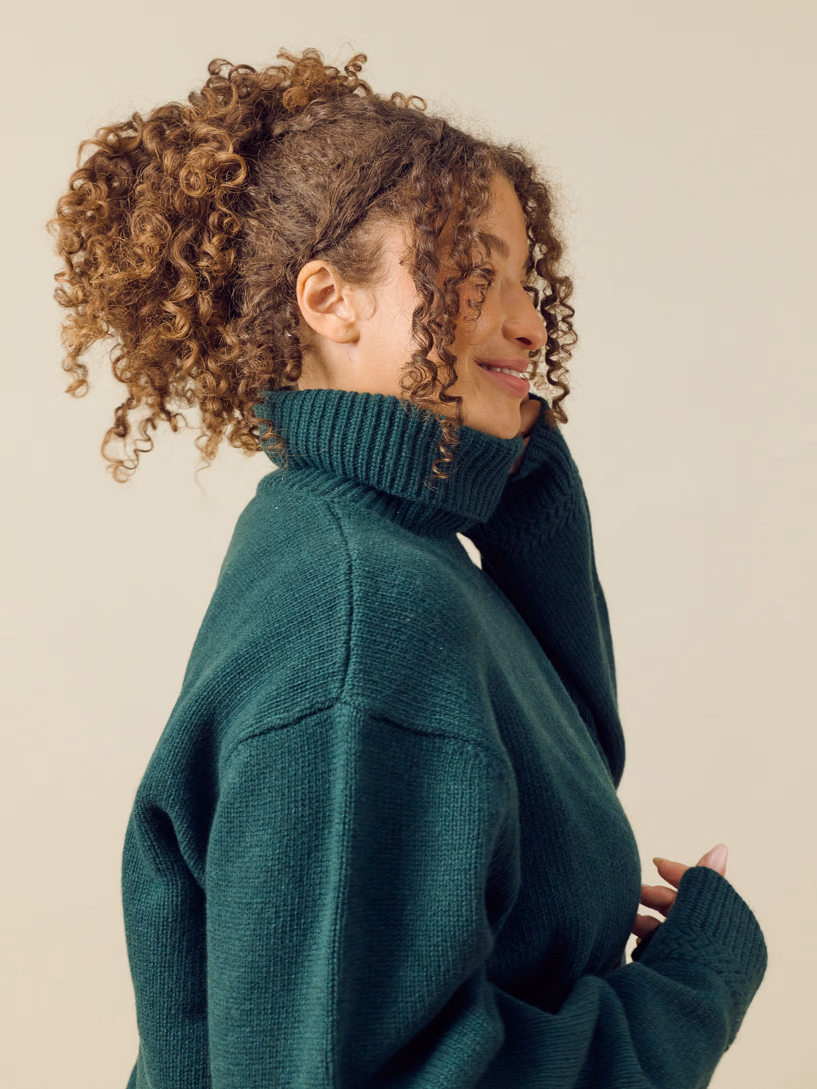 Turtleneck Wool Sweater Pine Green