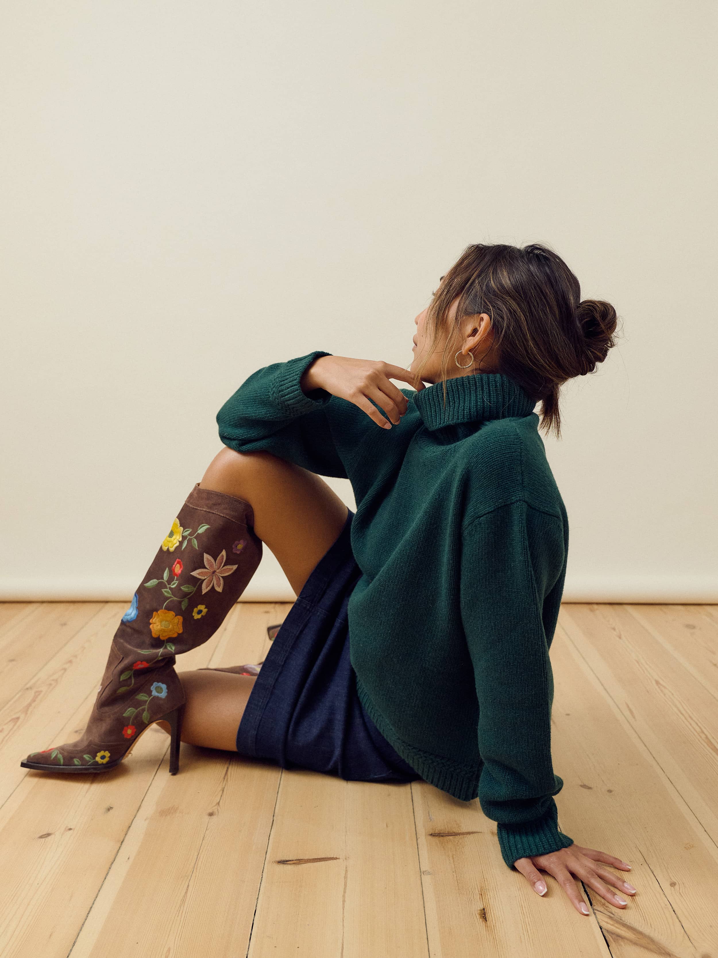Turtleneck Wool Sweater Pine Green - Pine Green | Djerf Avenue
