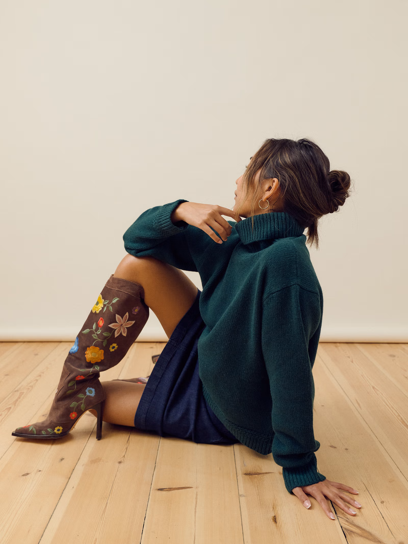 Turtleneck Wool Sweater Pine Green