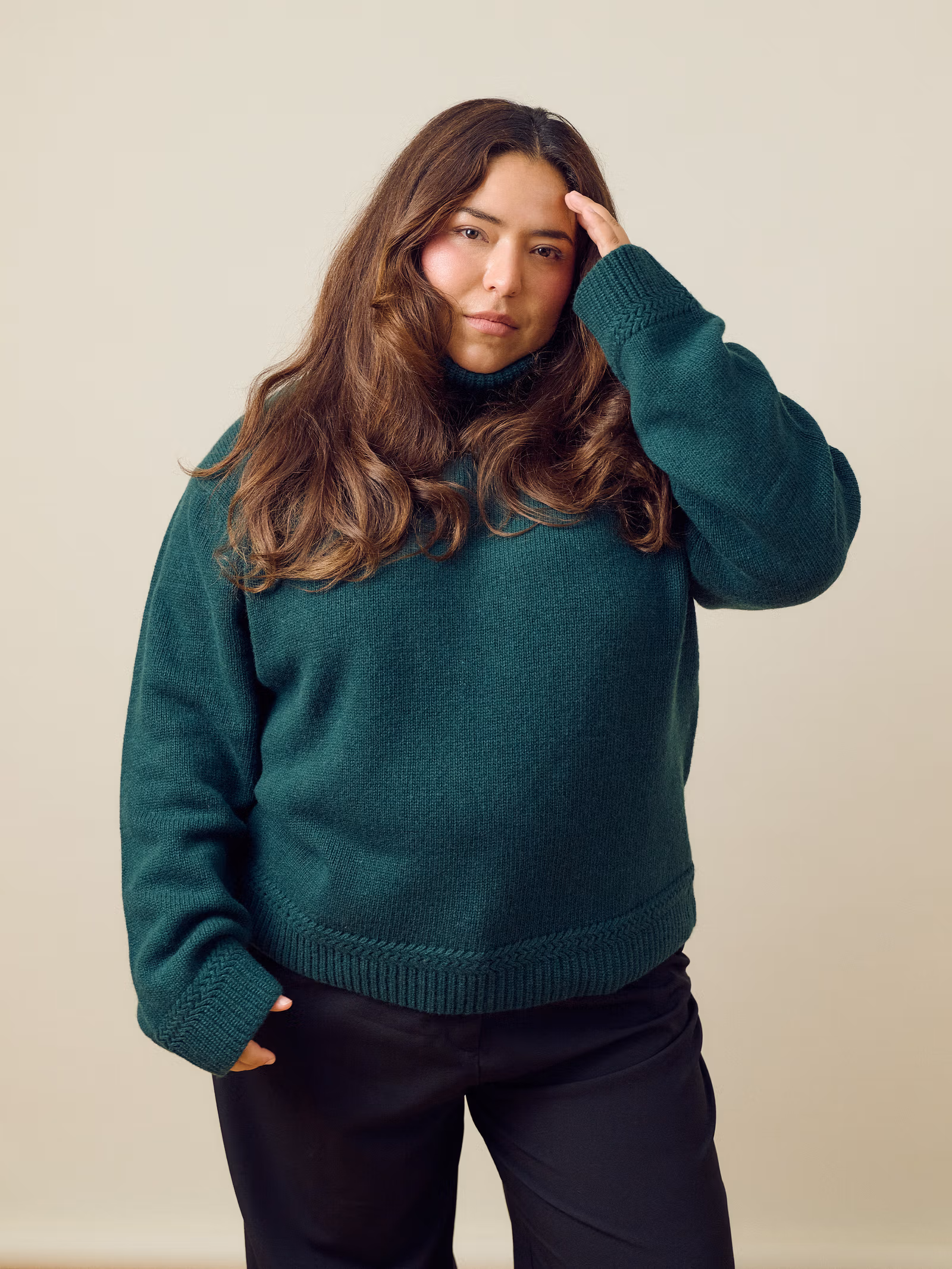 Turtleneck Wool Sweater Pine Green