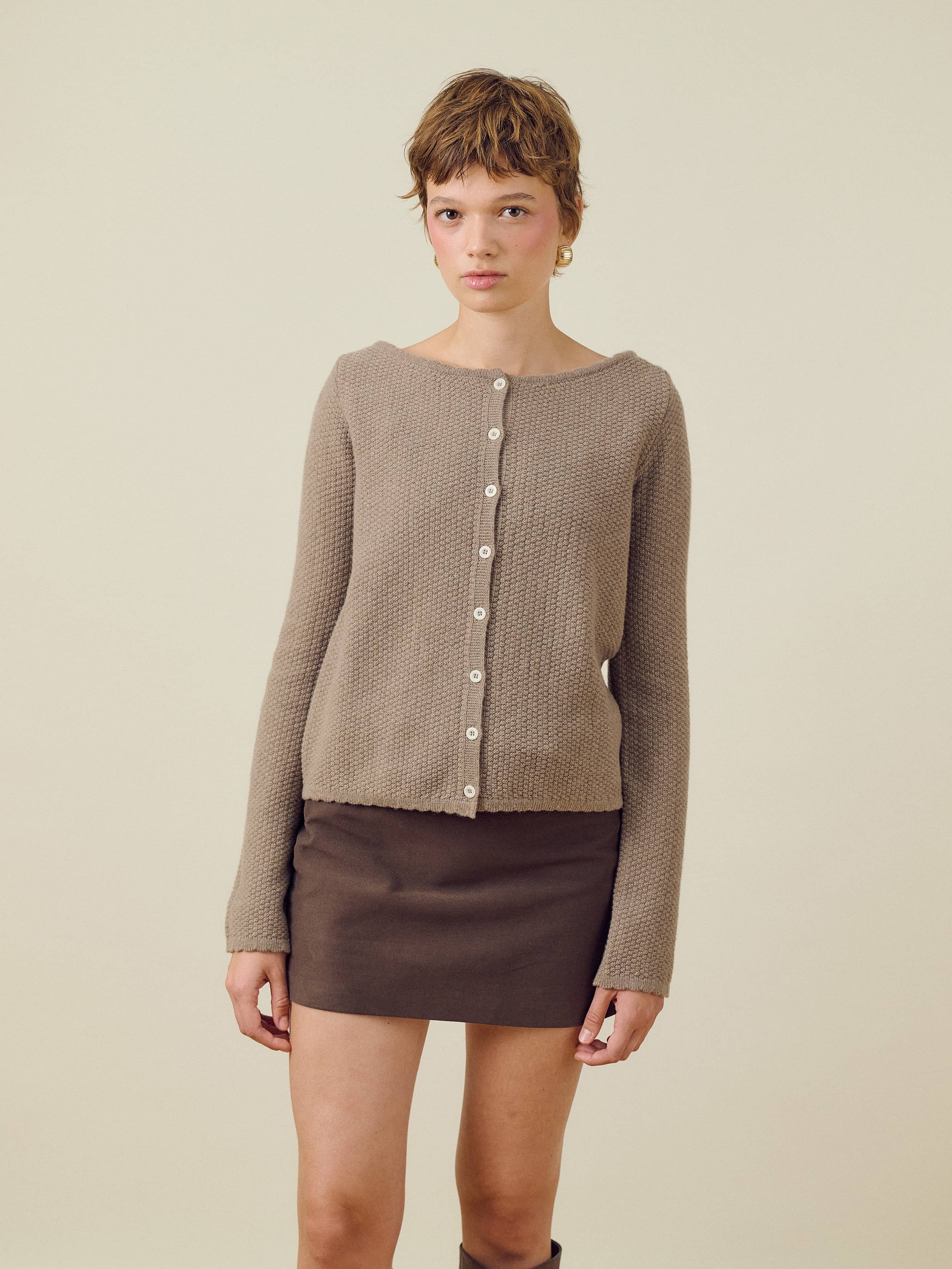 Amorini Cardigan Wool Mole - Mole | Djerf Avenue