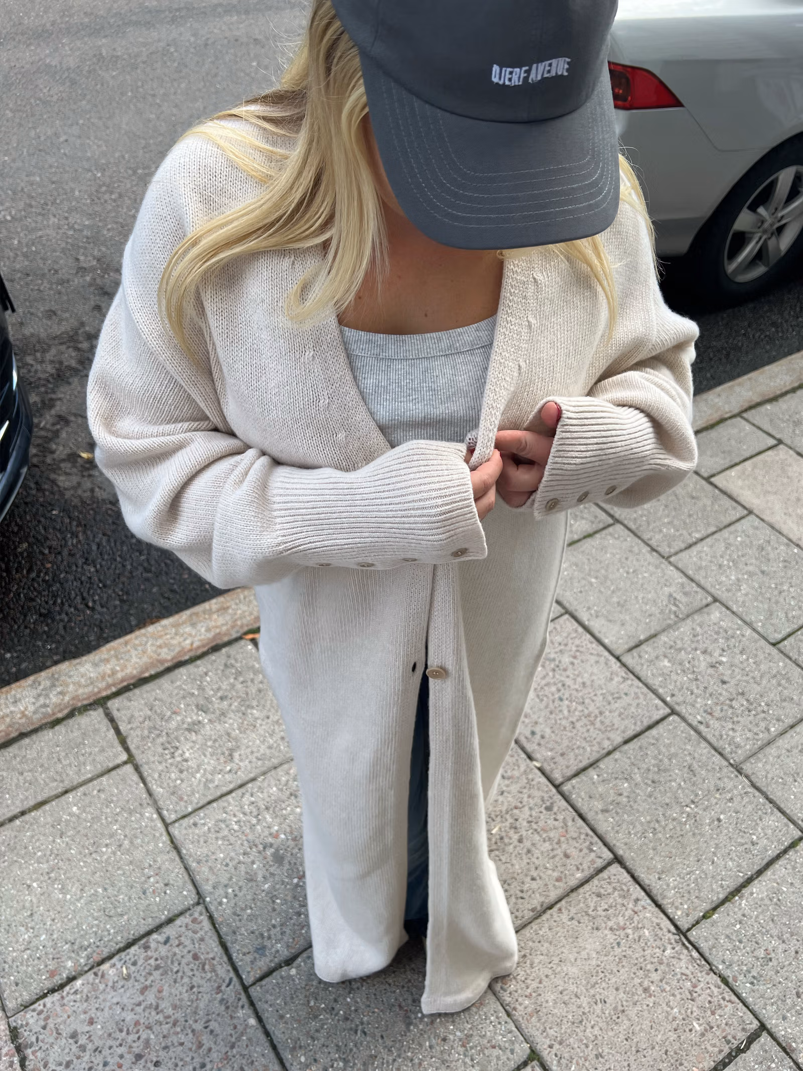 Long Knitted Cardigan Light Oat