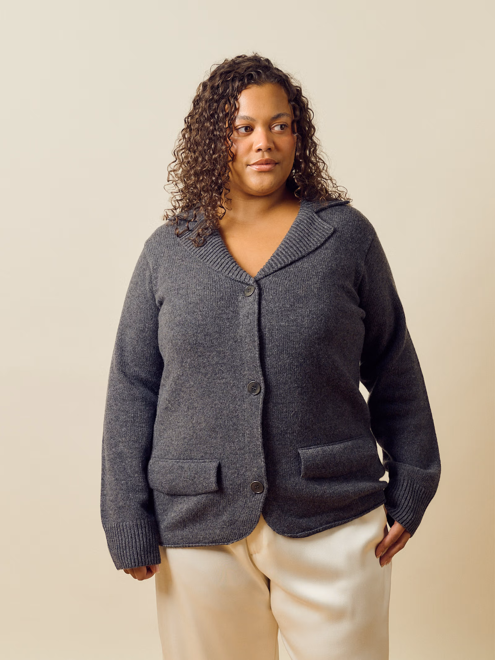 Knitted Wool Jacket Charcoal