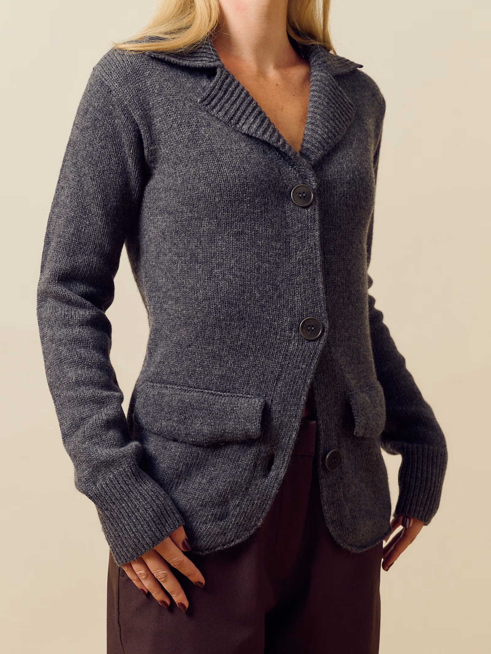 Knitted Wool Jacket Charcoal