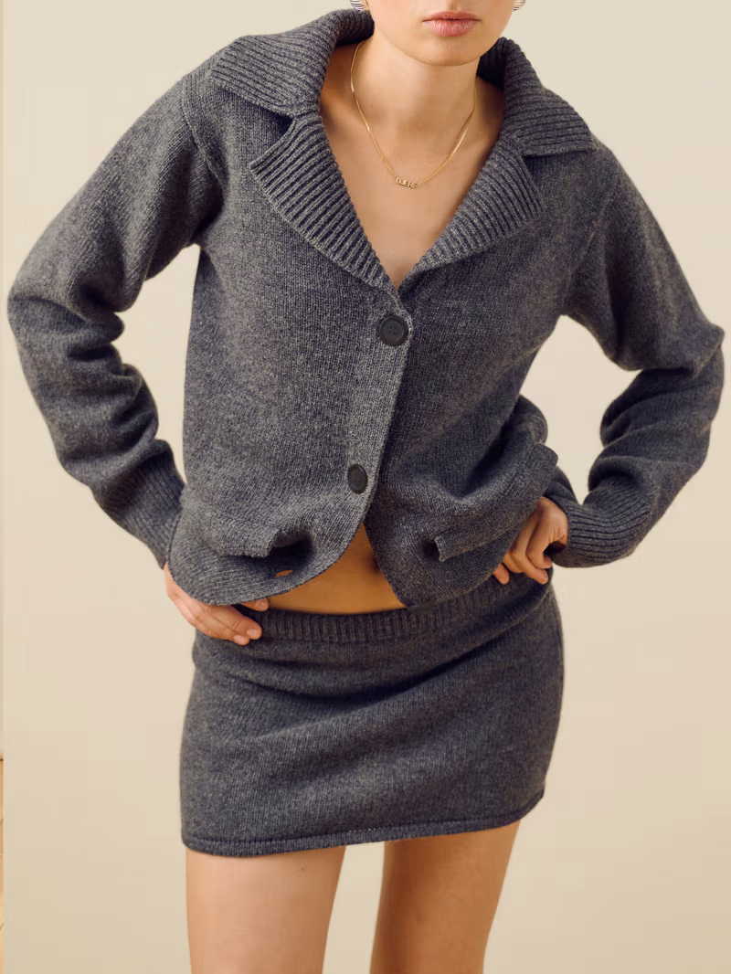Knitted Wool Jacket Charcoal