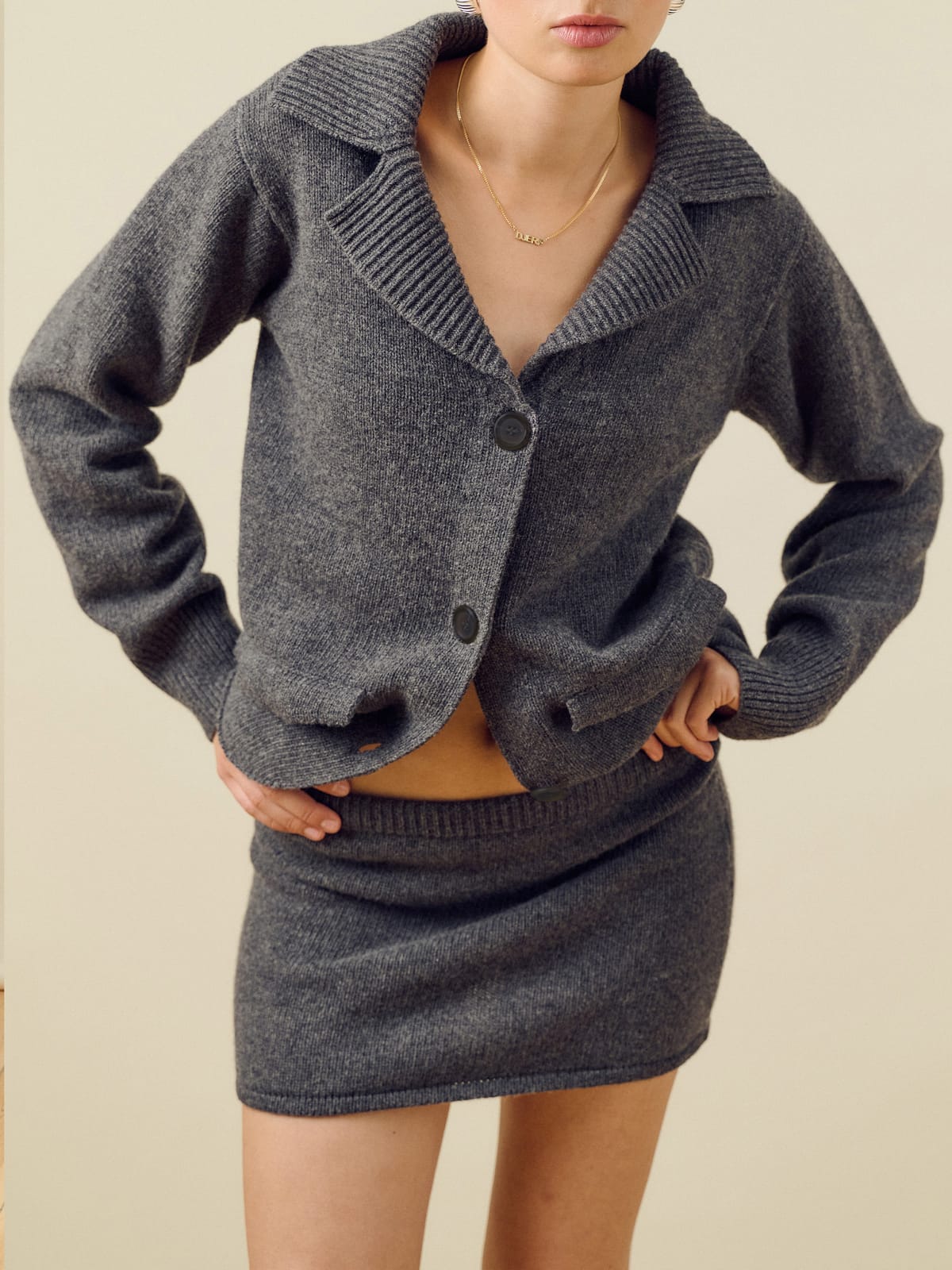 Knitted Wool Jacket Charcoal