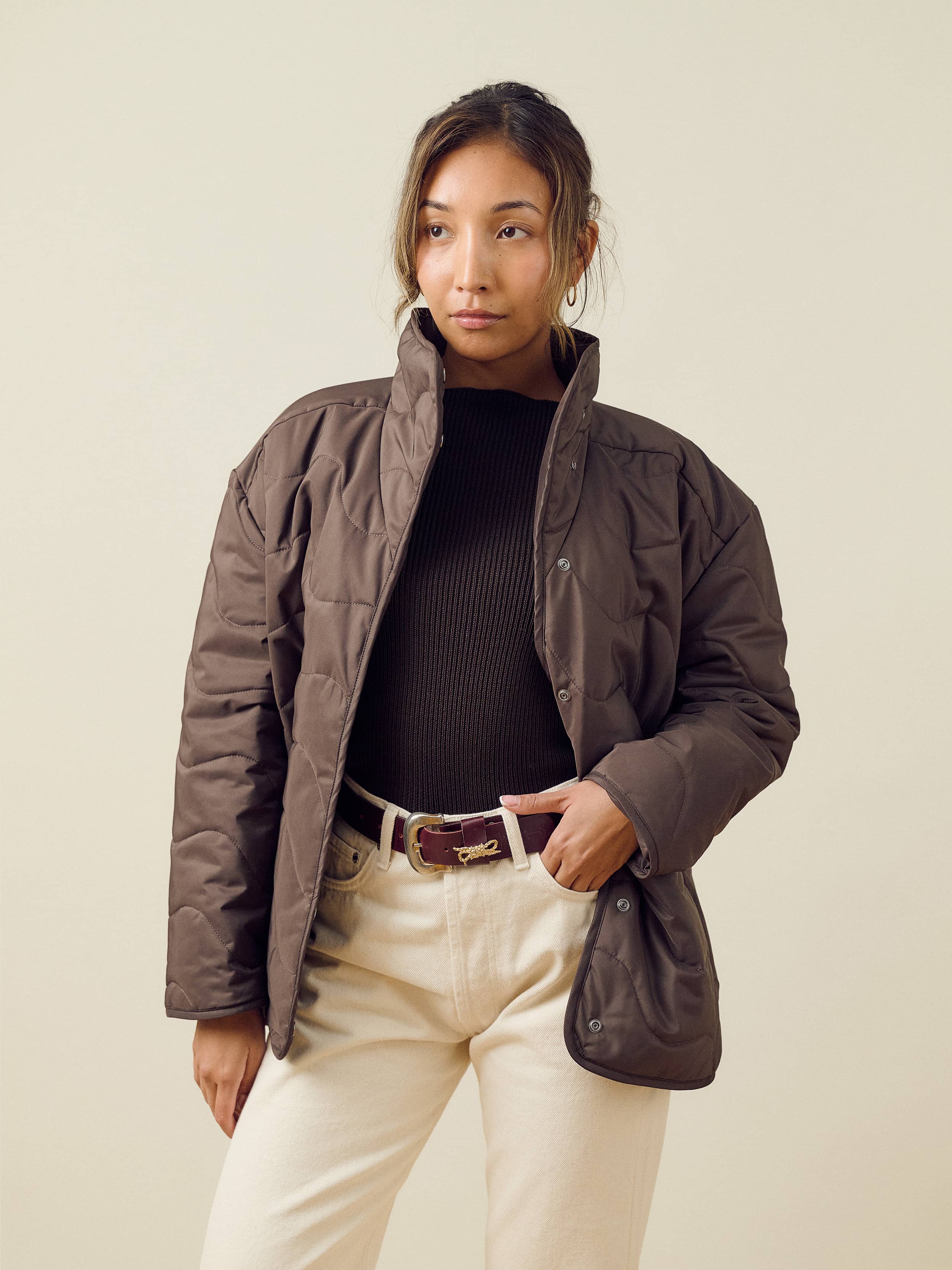 Quilted Jacket Espresso - Espresso | Djerf Avenue