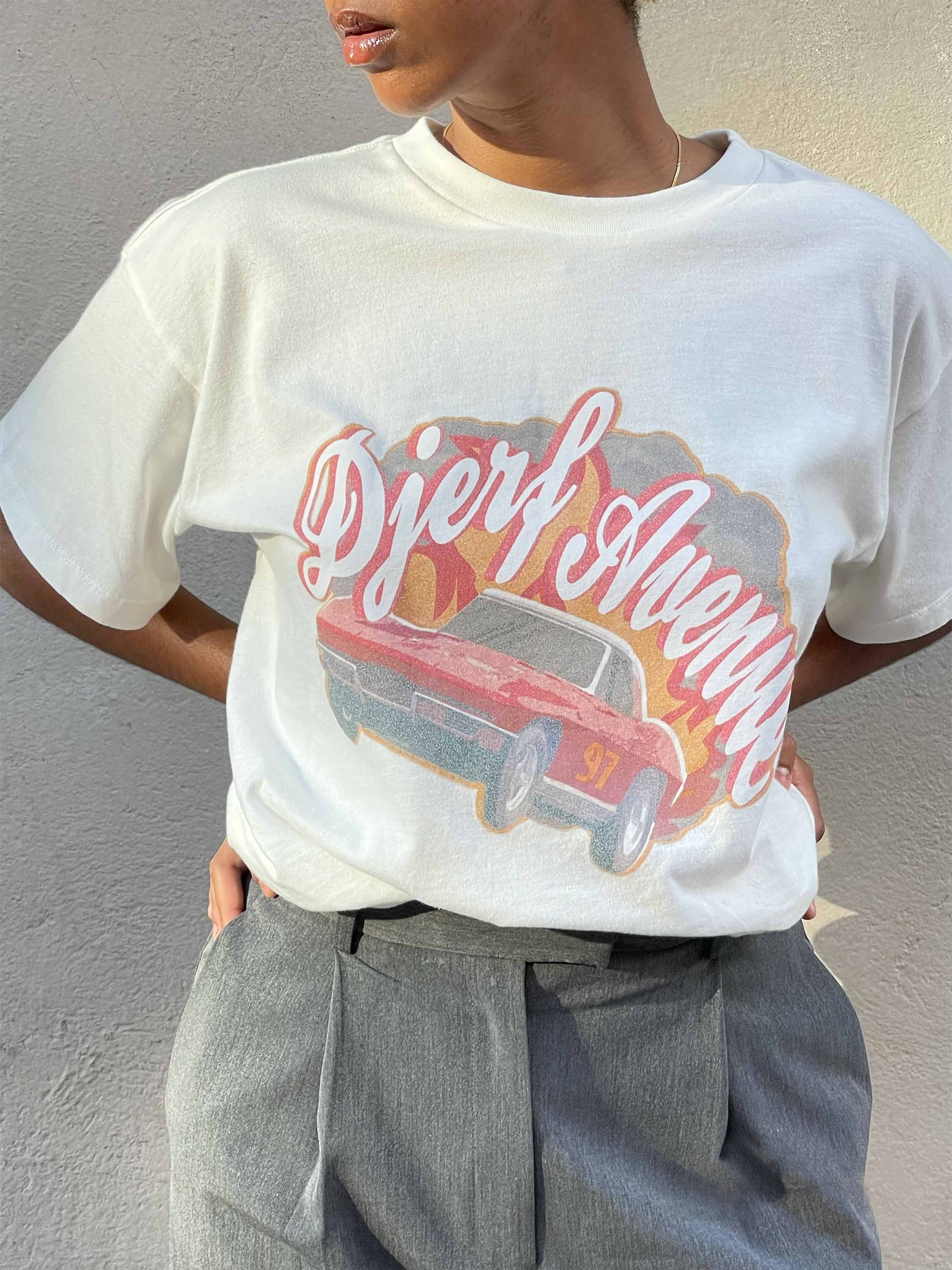 Djerf Avenue シャツ Breezy Classic Shirt Burgundy Stripe - Burgundy Stripe