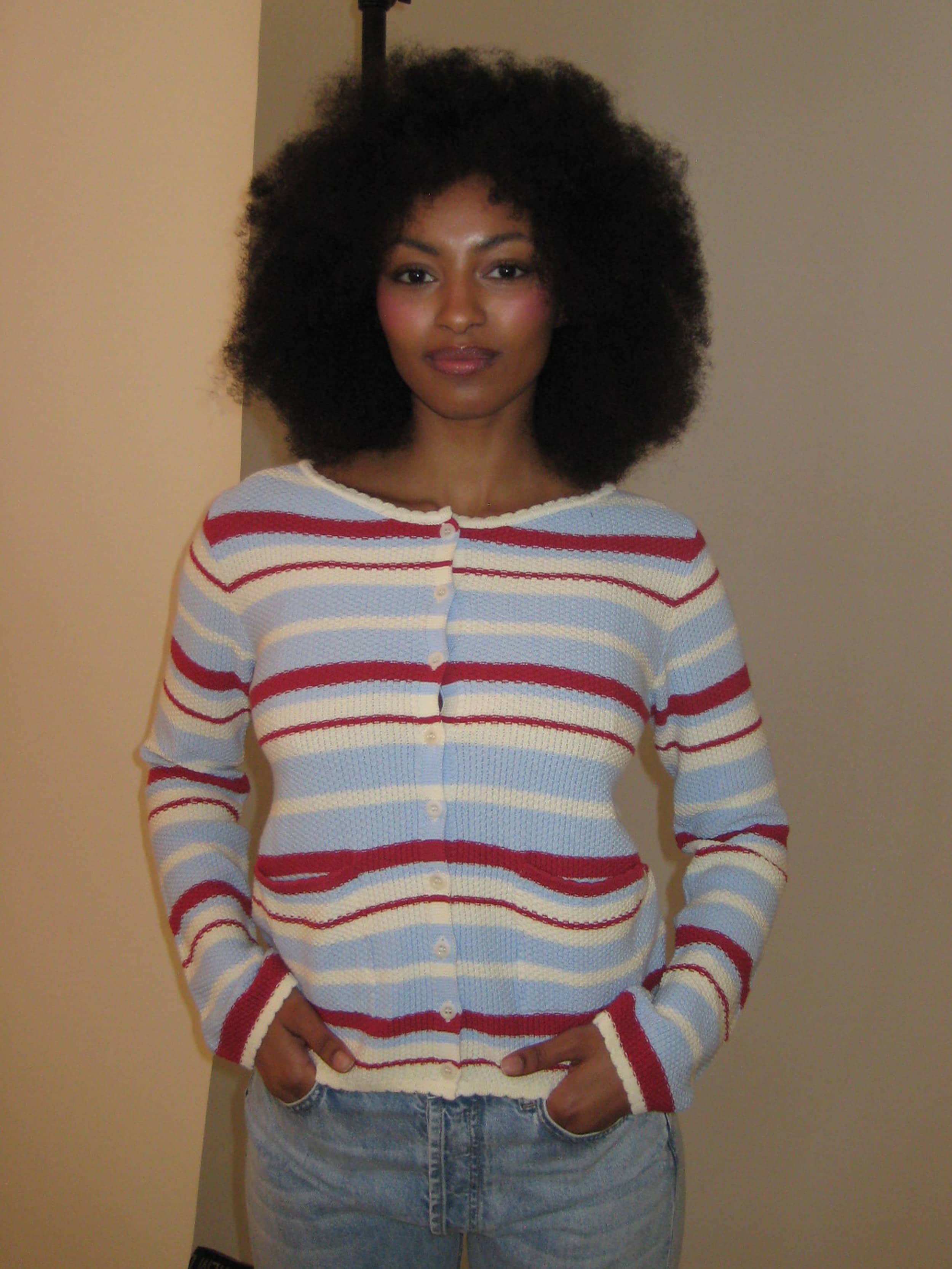 Amorini Pocket Cardigan Coastal Stripe - Coastal Stripe | Djerf Avenue