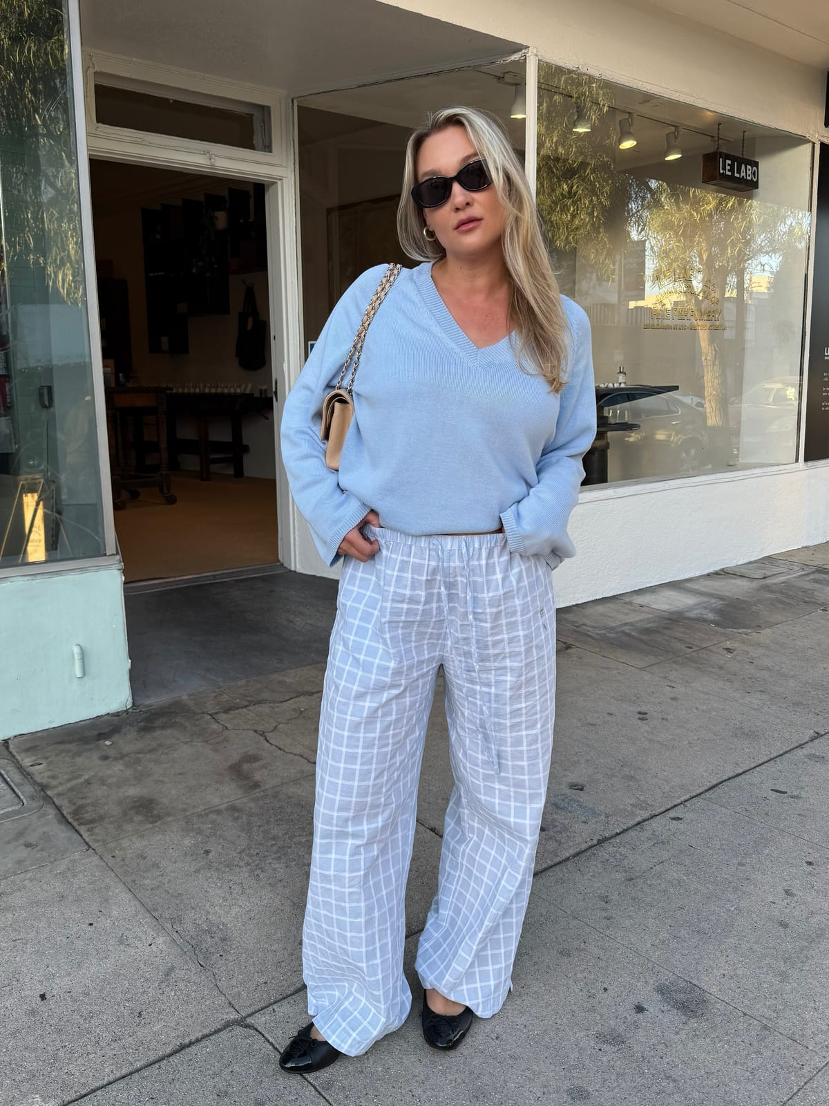 Unwind Pants Blue Check