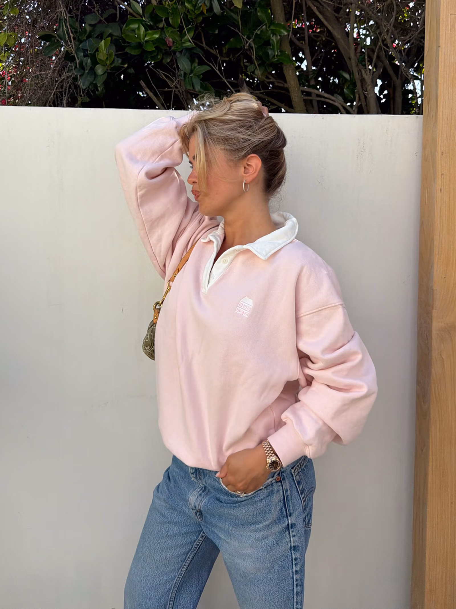 Staple Polo Sweater Baby Pink