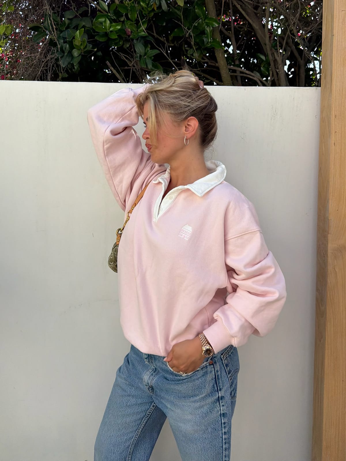 Staple Polo Sweater Baby Pink