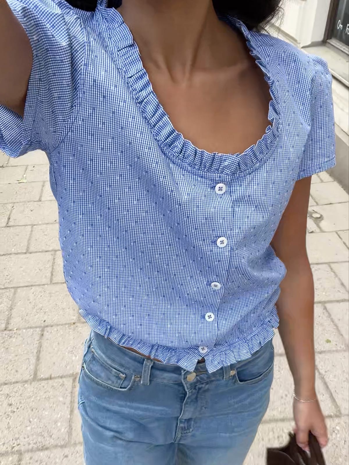 Sweet Pea Top Blue Gingham