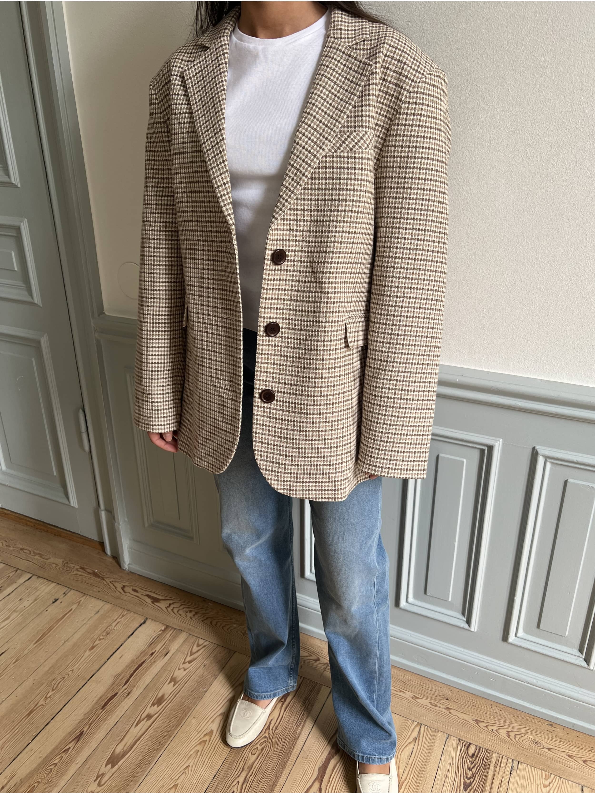 【DJERF AVENUE】Weekend Blazer Checked Oat Weekend Blazer Checked Oat - Checked oat | Djerf Avenue