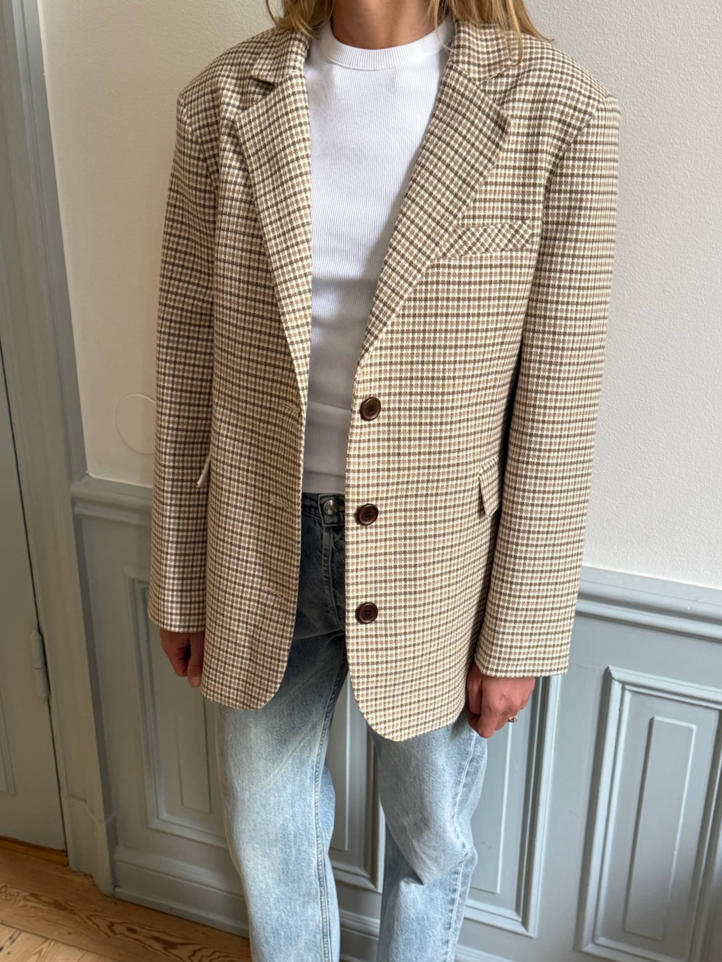 Weekend Blazer Checked Oat - Checked oat | Djerf Avenue Weekend Blazer Checked Oat - Checked oat | Djerf Avenue