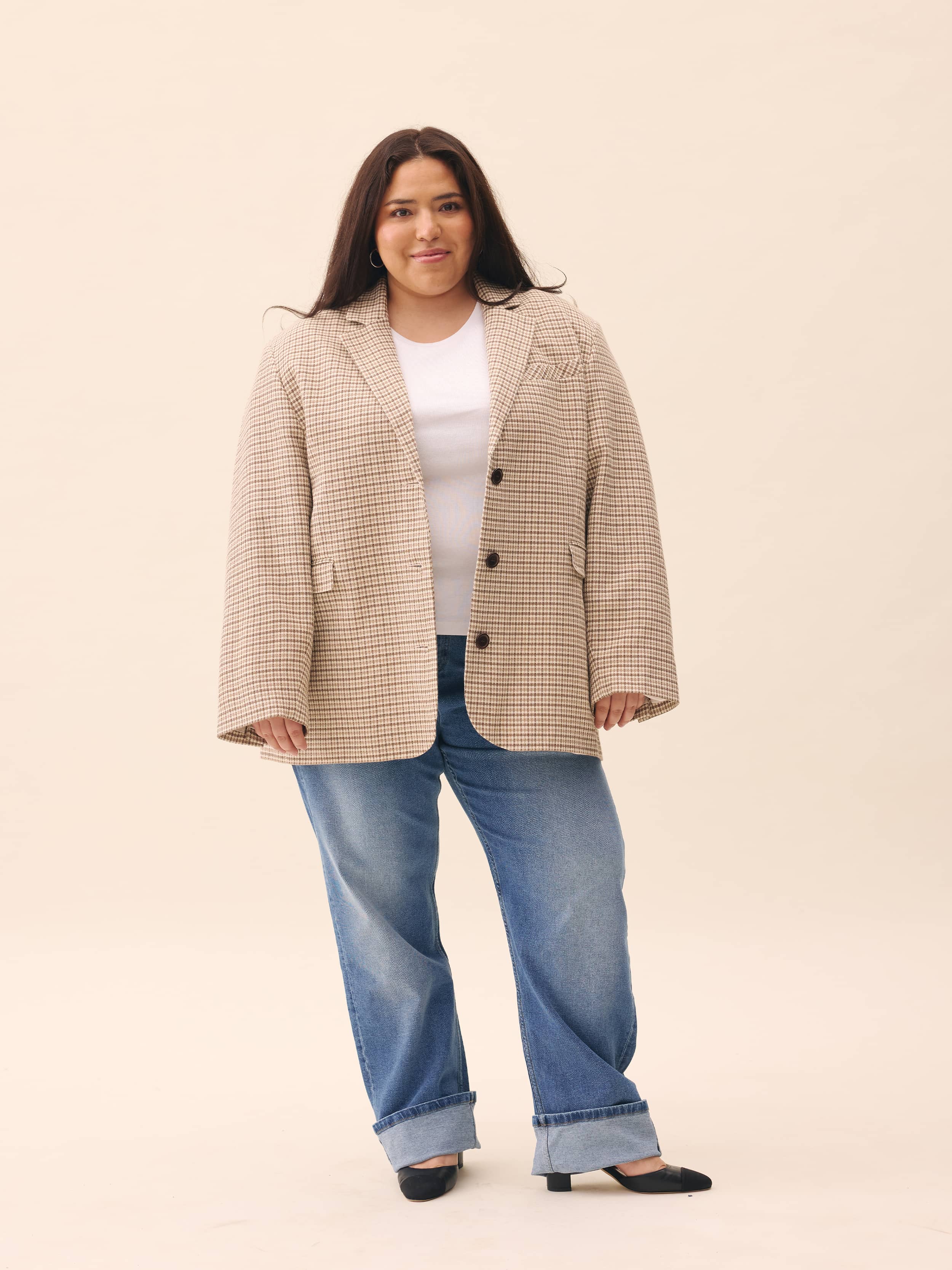 Weekend Blazer Checked Oat - Checked oat | Djerf Avenue