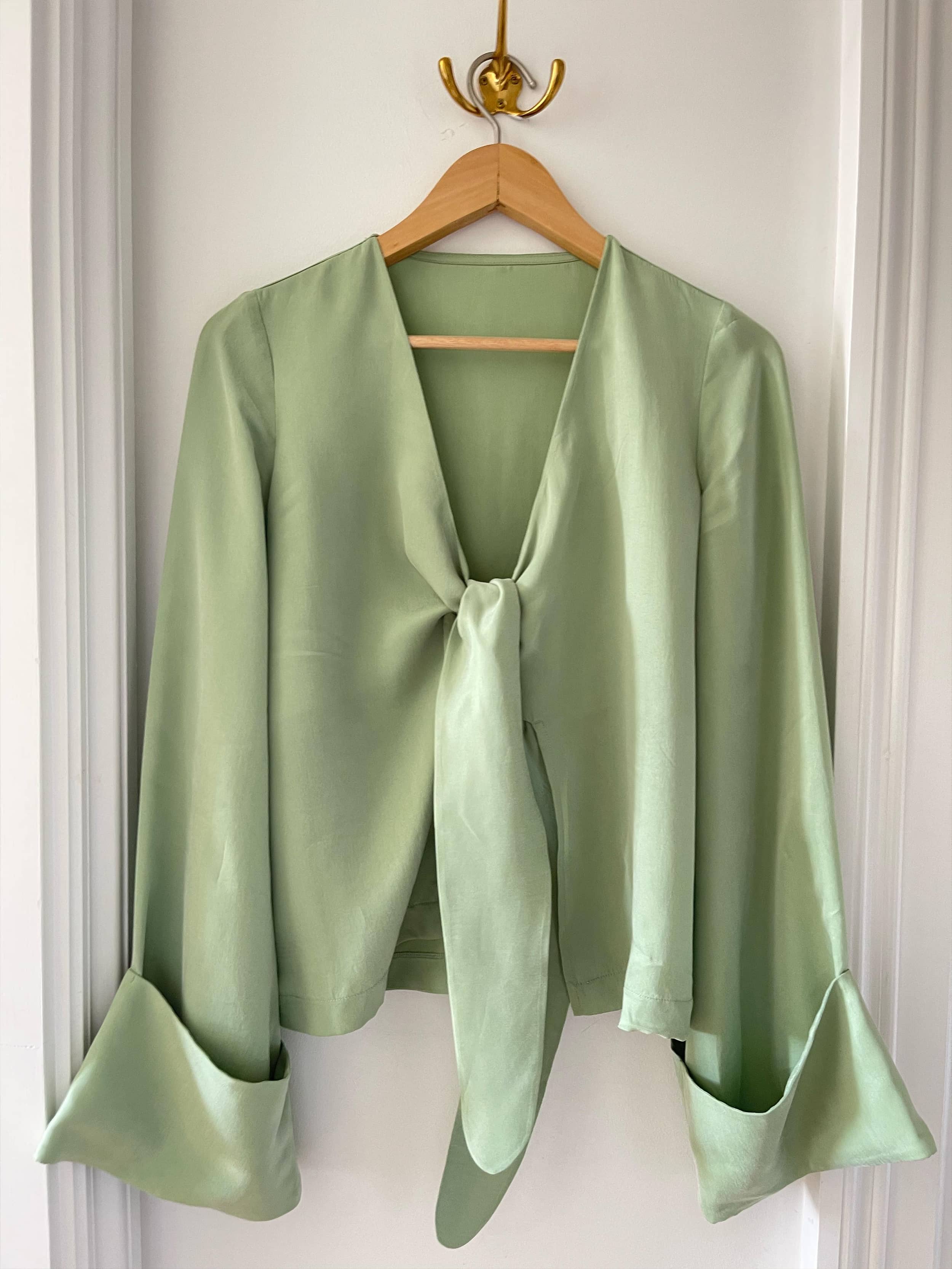 Tie Top Long Sleeve Pistachio - Pistachio | Djerf Avenue