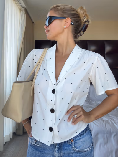 Sweetheart Blouse Polka Dot