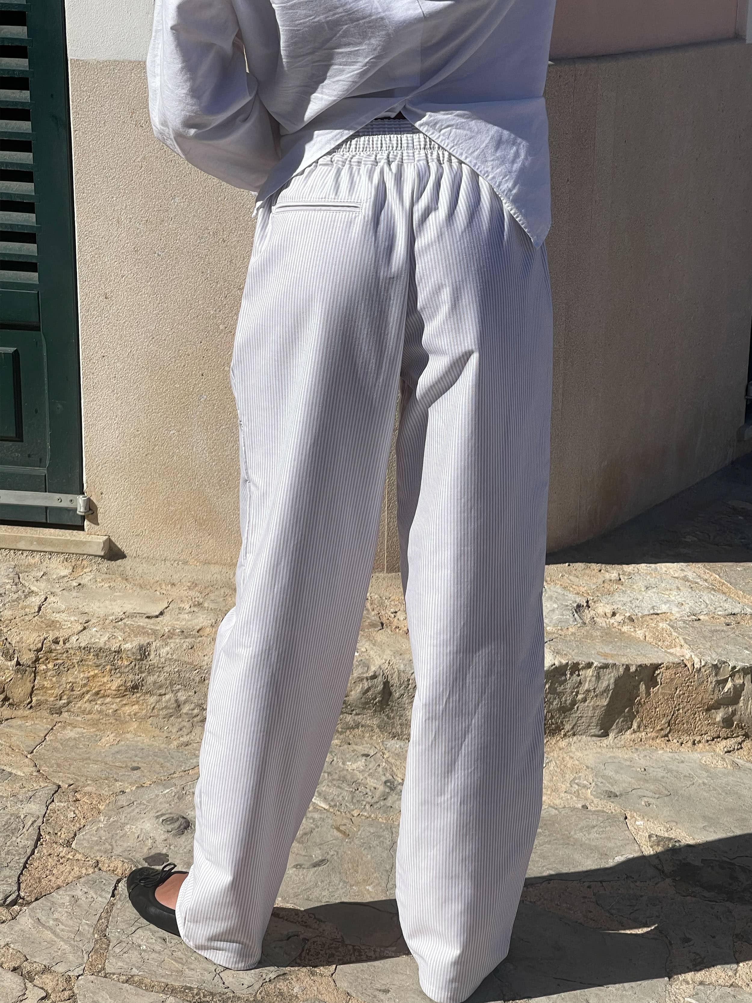 Breezy Pants Beige Stripe - Beige stripe | Djerf Avenue