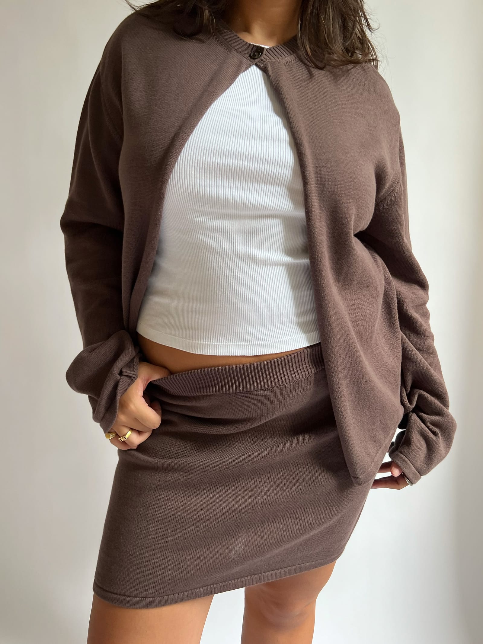 Knitted Mini Skirt Cocoa