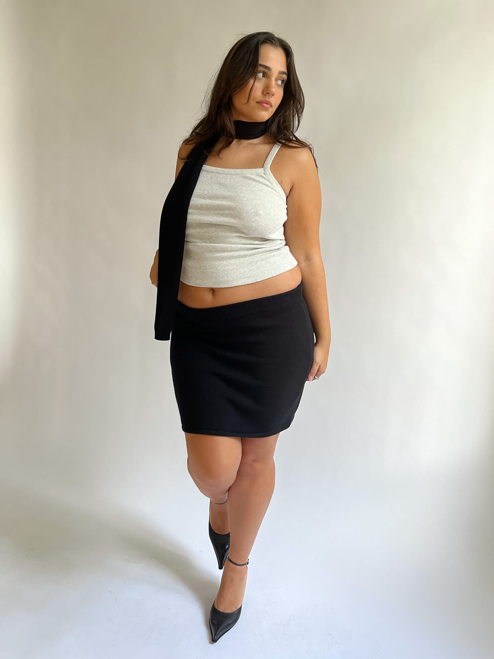 Knitted Mini Skirt Black