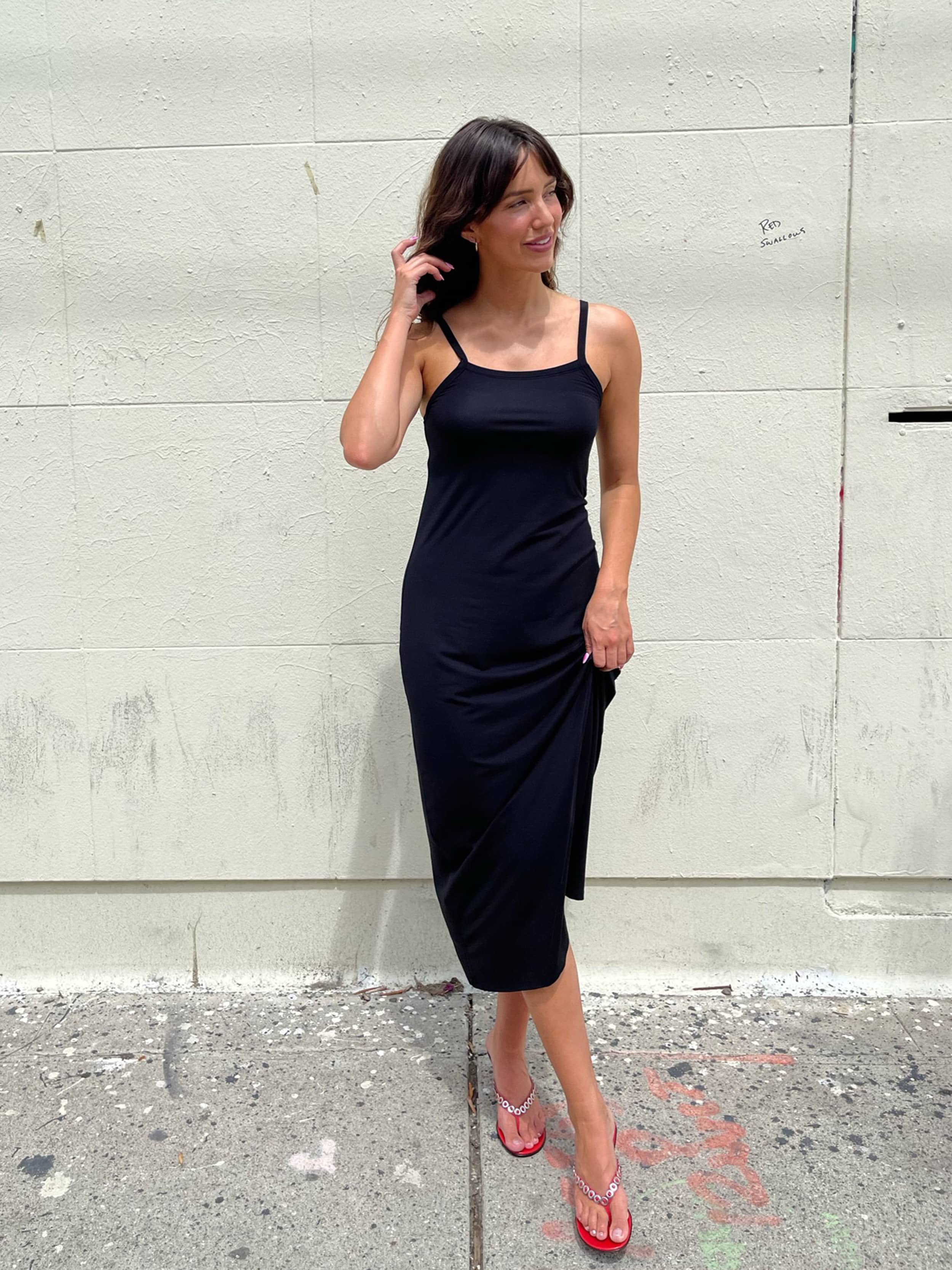 knee length dresses for ladies Casual Everyday Black Midi Dress - All Dresses main image 1